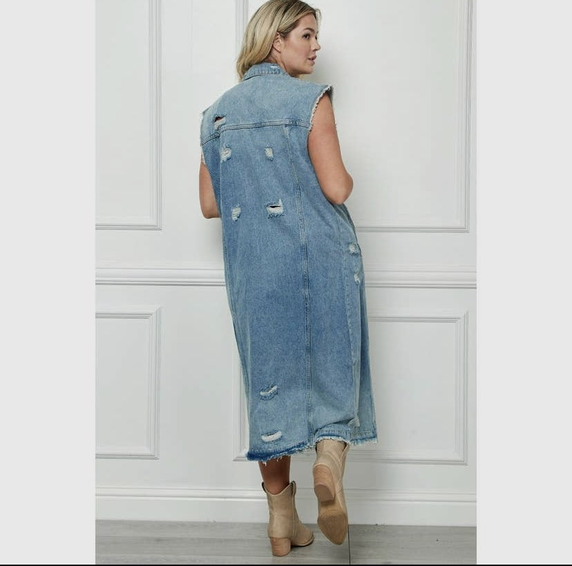 Denim Trench Vest