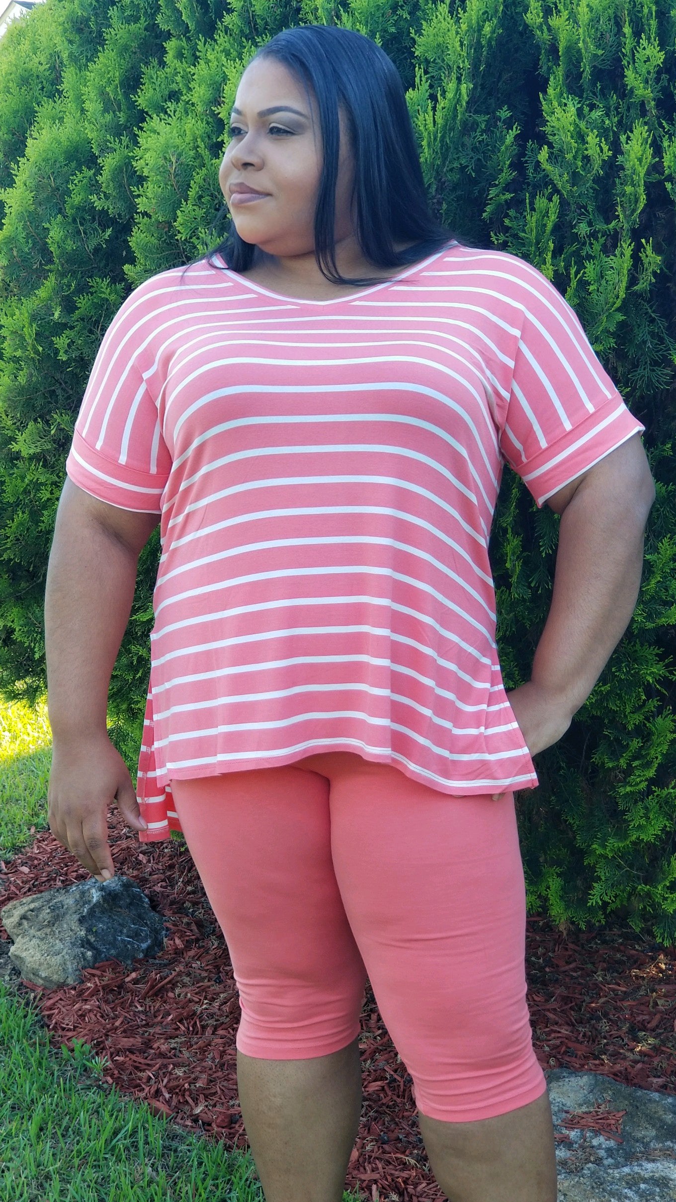 Voluptuous Stripe Capri Set
