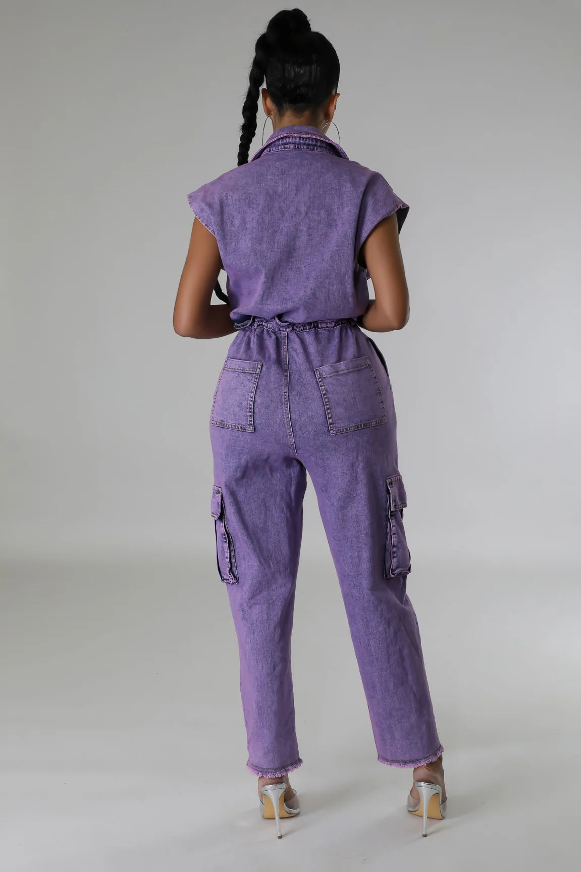 The “Zaria” Denim Cargo Jumpsuit