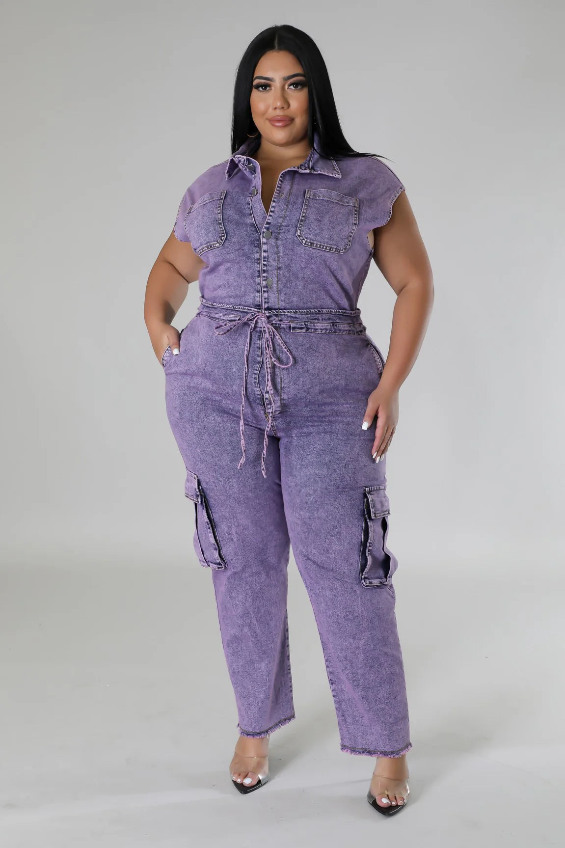 The “Zaria” Denim Cargo Jumpsuit