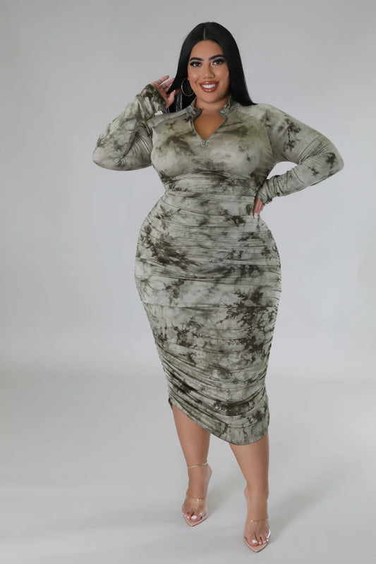 Tie Dye Bodycon Dress-Plus Size